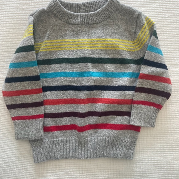 GAP Gray Multi-Stripe Sweater, Size 12-18M - Picture 1 of 6